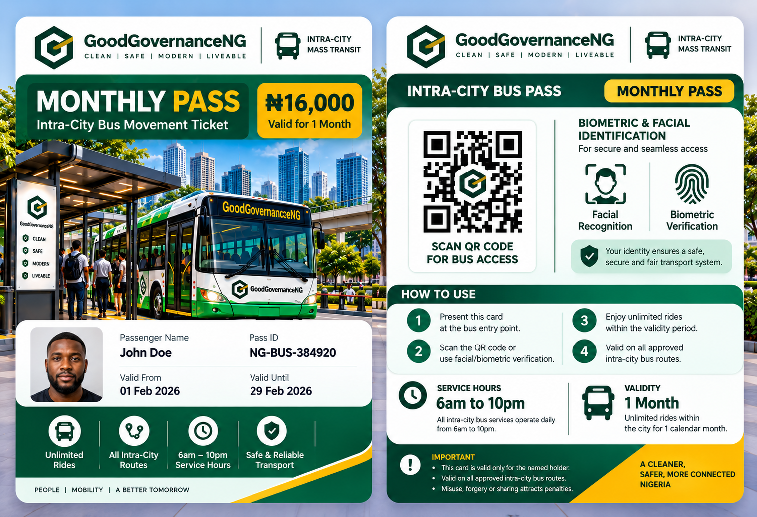 Intracity Monthly Transport Pass