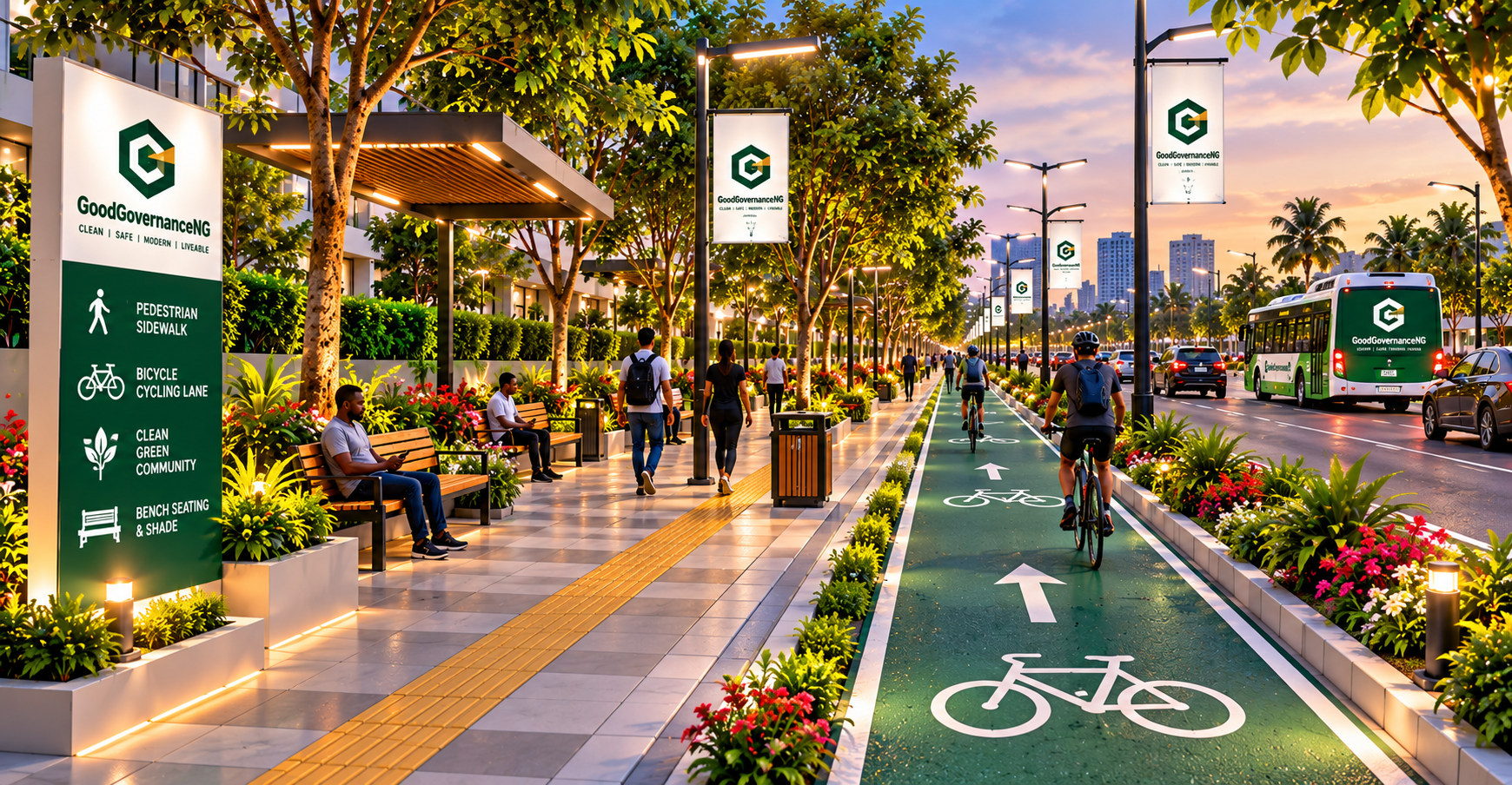 Street Roads, Sidewalks & Cycling Lane
